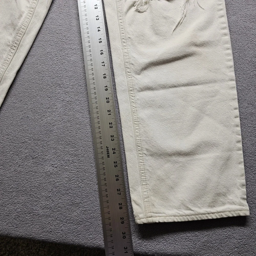 BDG Urban Outfitters High-Rise Baggy Jeans 26 Cream Distressed Wide Leg Denim